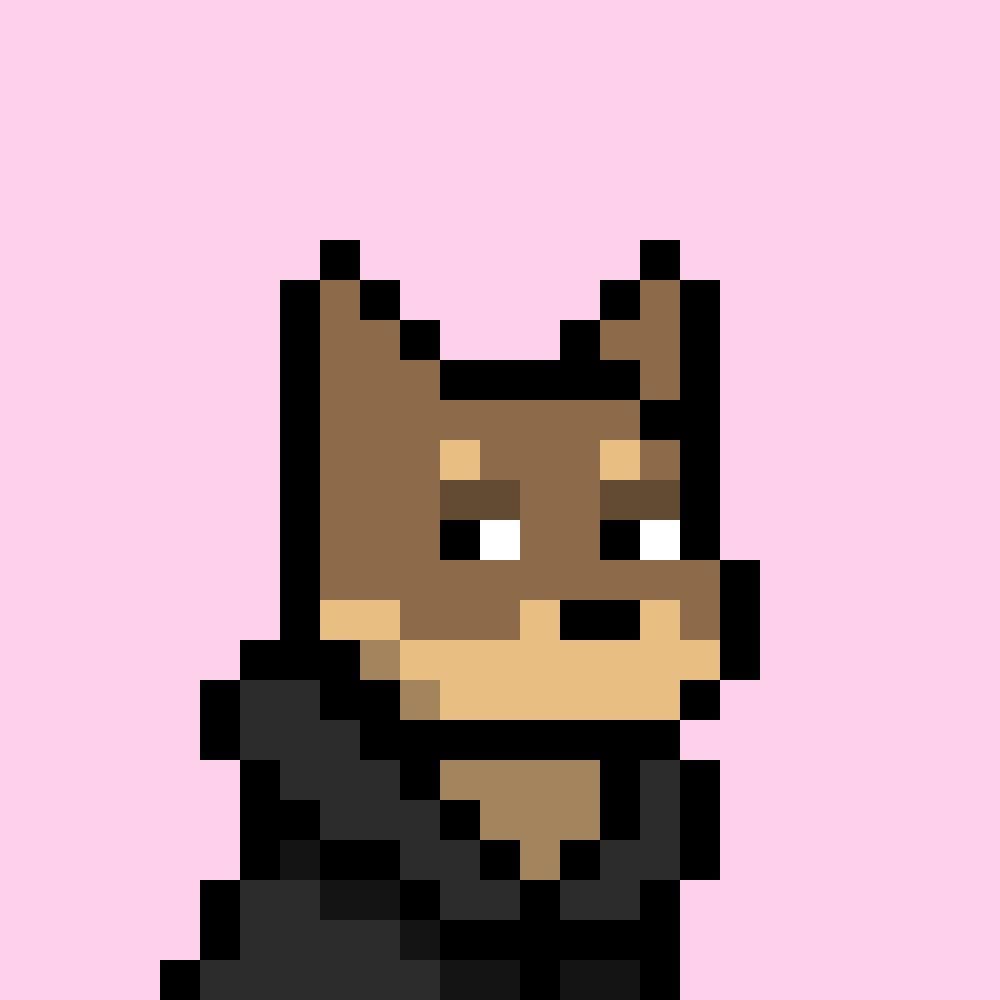 Neb official pixel profile picture — @CLOUD_STR1FE Official Neb pink-background brown pixel dog in black